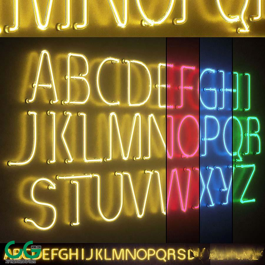 Light modules. Set 25. Neon Alphabet
